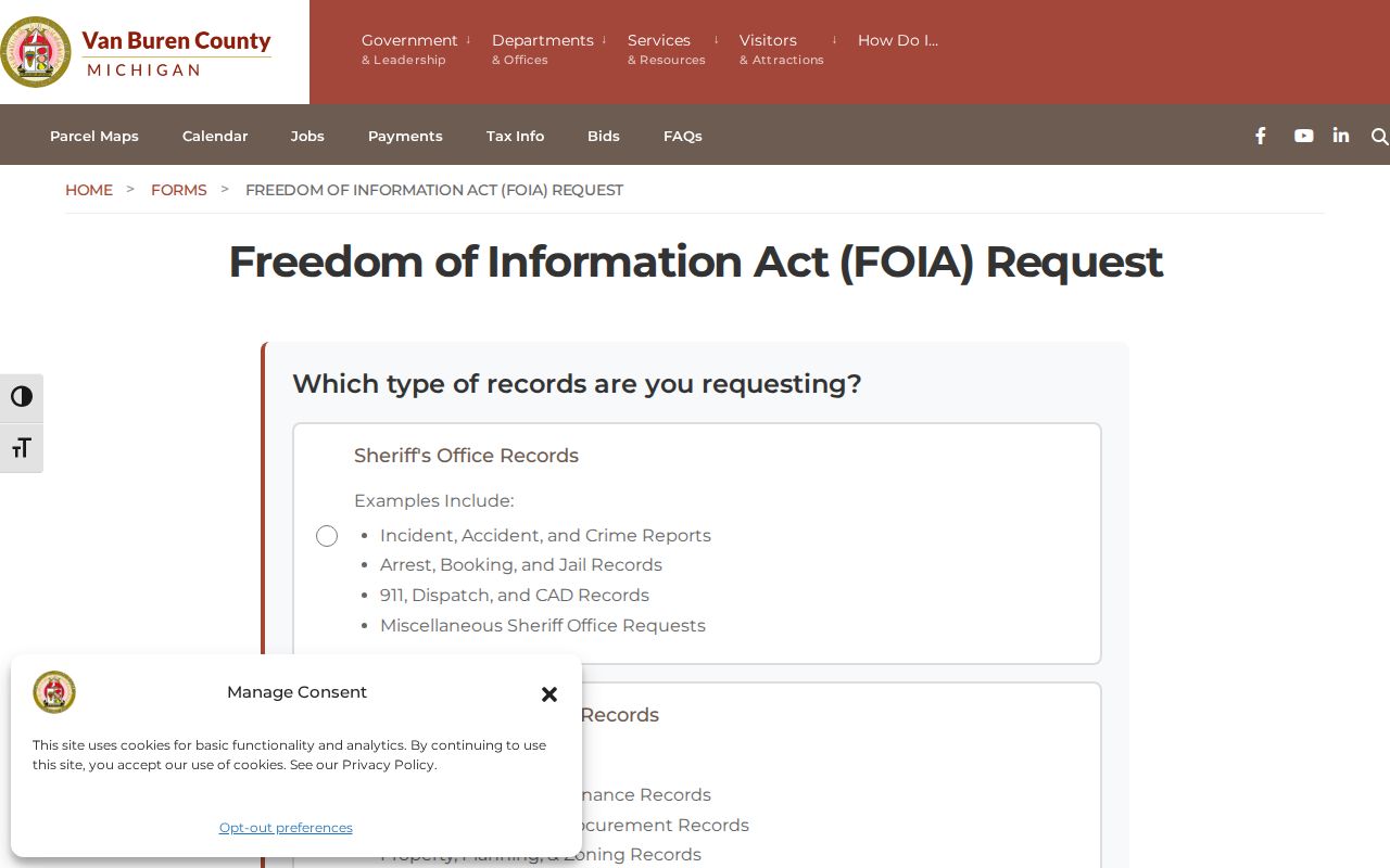Van Buren County released inmate mugshot FOIA category router